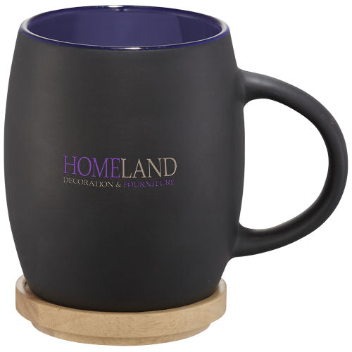 Hearth 400 ml ceramic mug with wooden coaster - 100466