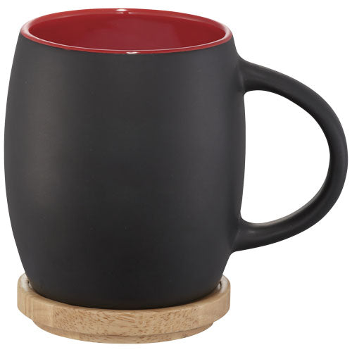 Hearth 400 ml ceramic mug with wooden coaster - 100466