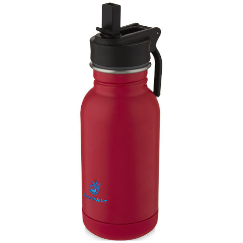 Lina 400 ml stainless steel sport bottle with straw and loop - 100674