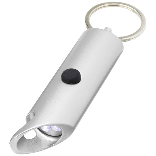 Flare RCS recycled aluminium IPX LED light and bottle opener with keychain - 104574