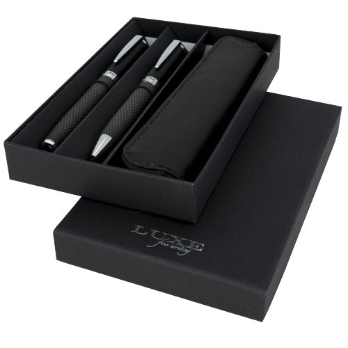 Carbon duo pen gift set with pouch - 107110