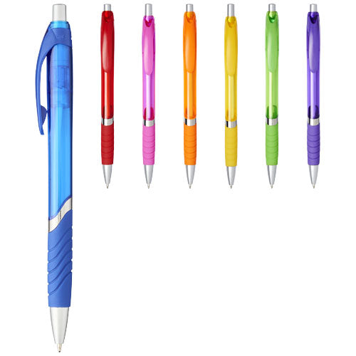 Turbo translucent ballpoint pen with rubber grip - 107364