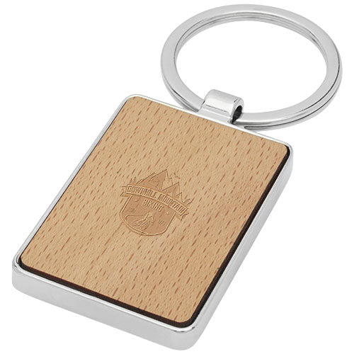 Mauro beech wood rectangular keychain - 118124