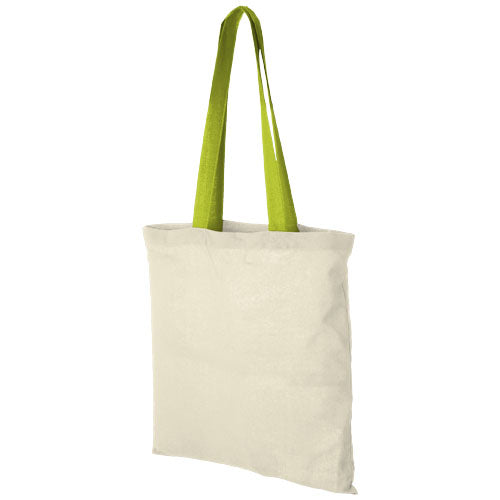 Nevada 100 g/m² cotton tote bag coloured handles 7L - 120131