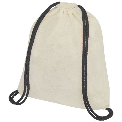 Oregon 100 g/m² cotton drawstring bag with coloured cords 5L - 120489