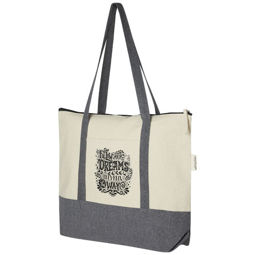 Repose 320 g/m² recycled cotton zippered tote bag 10L - 120645