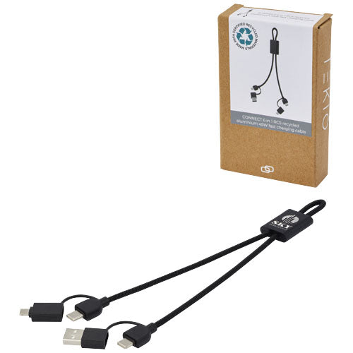 Connect 6-in-1 RCS recycled aluminium 45W quick charge & data transfer cable - 124345