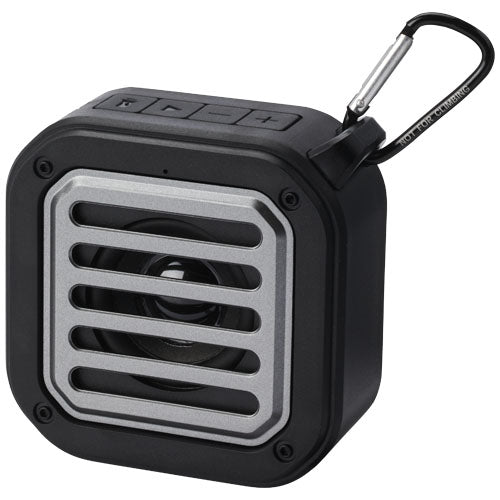 Solo 3W IPX5 RCS recycled plastic solar Bluetooth® speaker with carabiner  - 124347