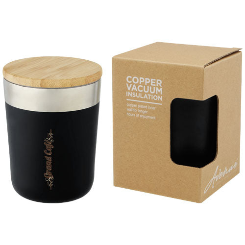 Lagan 300 ml copper vacuum insulated stainless steel tumbler with bamboo lid - 100670