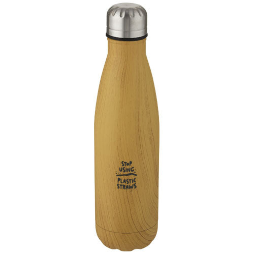 Cove 500 ml vacuum insulated stainless steel bottle with wood print - 100683