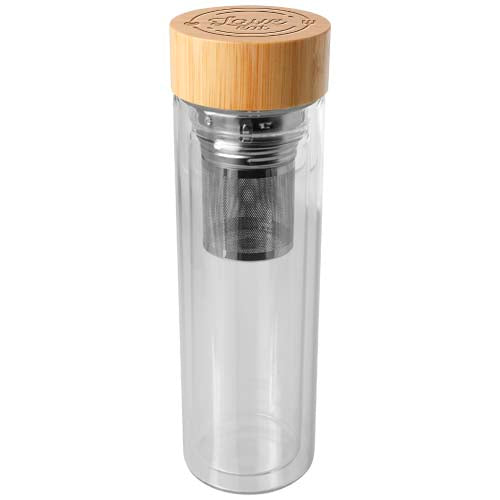 Bailey 400 ml borsilicate glass infuser bottle with bamboo lid - 100810