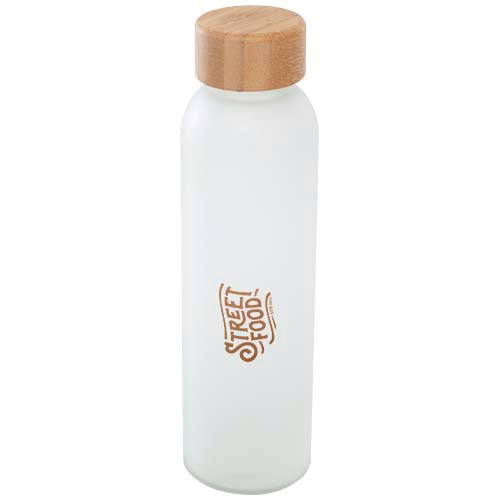 Lume 500 ml matte soda lime glass bottle with bamboo lid   - 100830