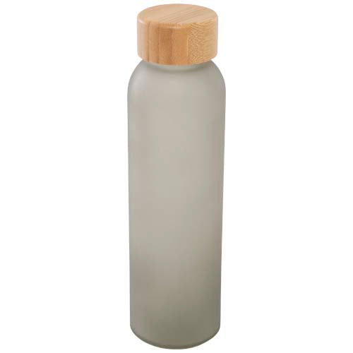 Lume 500 ml matte soda lime glass bottle with bamboo lid   - 100830