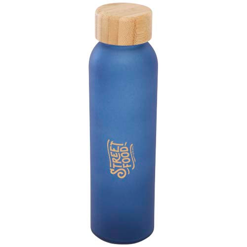 Lume 500 ml matte soda lime glass bottle with bamboo lid   - 100830