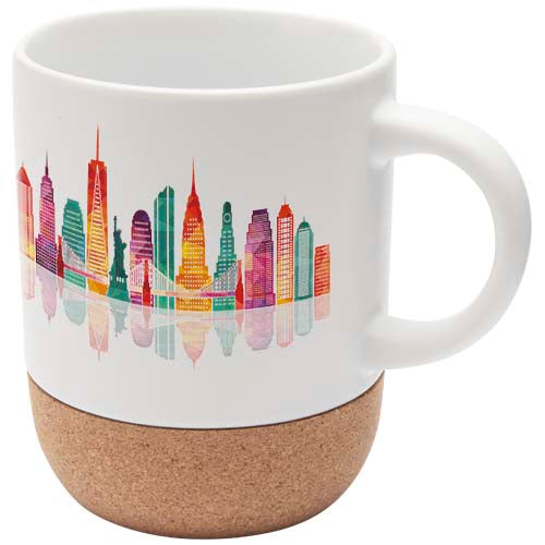 Billie 300 ml ceramic sublimation mug with cork details - 100846