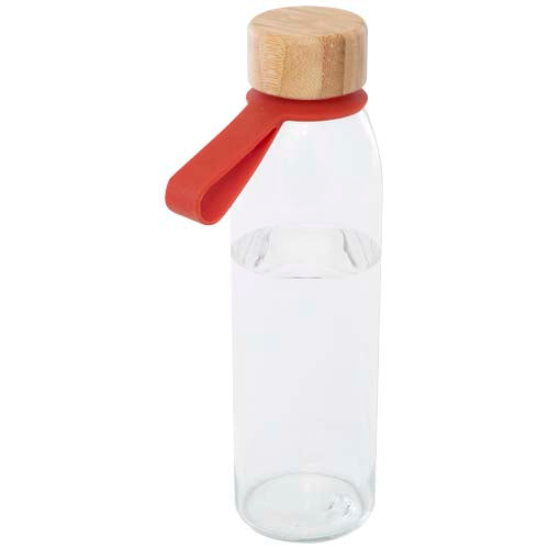 Porto 500 ml glass water bottle with silicone handle and bamboo lid  - 100853