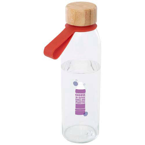 Porto 500 ml glass water bottle with silicone handle and bamboo lid  - 100853