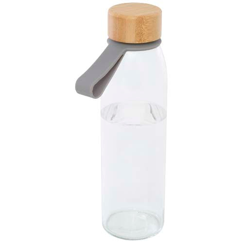 Porto 500 ml glass water bottle with silicone handle and bamboo lid  - 100853