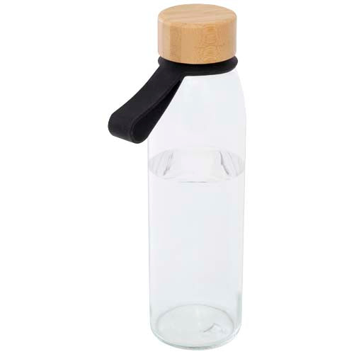 Porto 500 ml glass water bottle with silicone handle and bamboo lid  - 100853