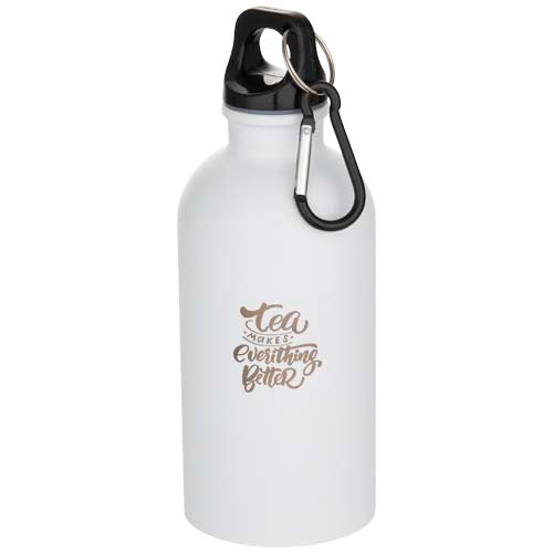 Oregon 400 ml matte RCS recycled single wall stainless steel water bottle with carabiner - 100871