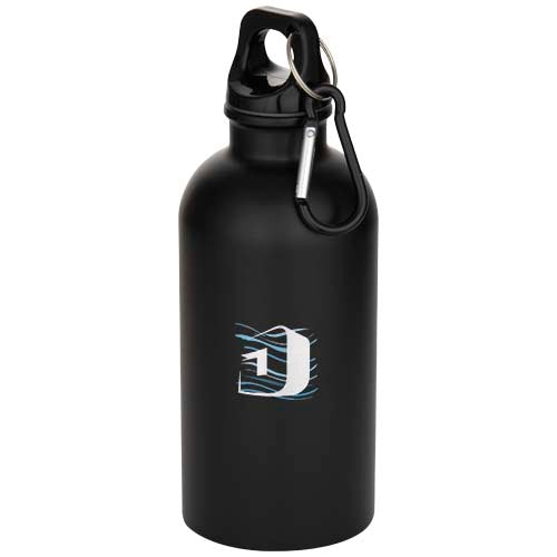 Oregon 400 ml matte RCS recycled single wall stainless steel water bottle with carabiner - 100871