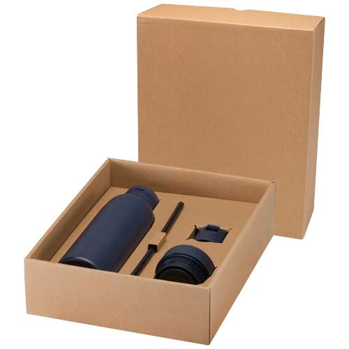Illuminate 650 ml RCS recycled double wall stainless steel water bottle with 3-piece lid set - 100890
