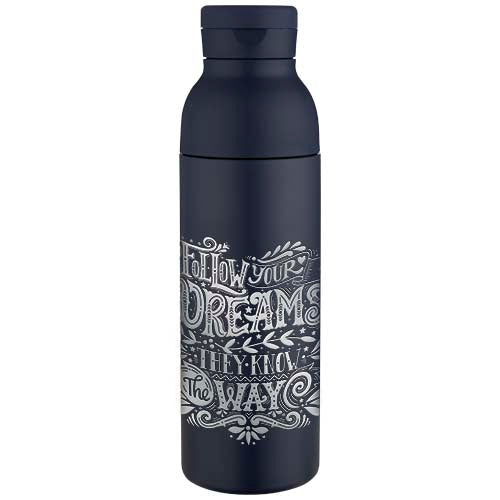 Illuminate 650 ml RCS recycled double wall stainless steel water bottle with 3-piece lid set - 100890
