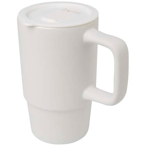 Carter 450 ml ceramic mug with plastic lid - 100896