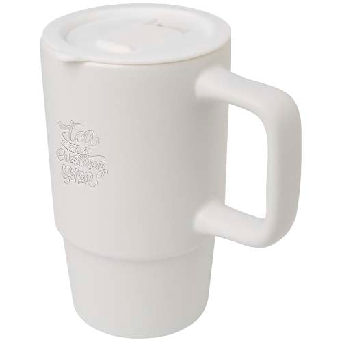 Carter 450 ml ceramic mug with plastic lid - 100896