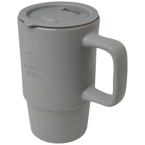 Carter 450 ml ceramic mug with plastic lid - 100896