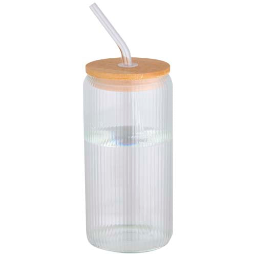 Mirage 500 ml single-walled borosilicate glass jar with bamboo lid - 100931