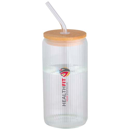 Mirage 500 ml single-walled borosilicate glass jar with bamboo lid - 100931
