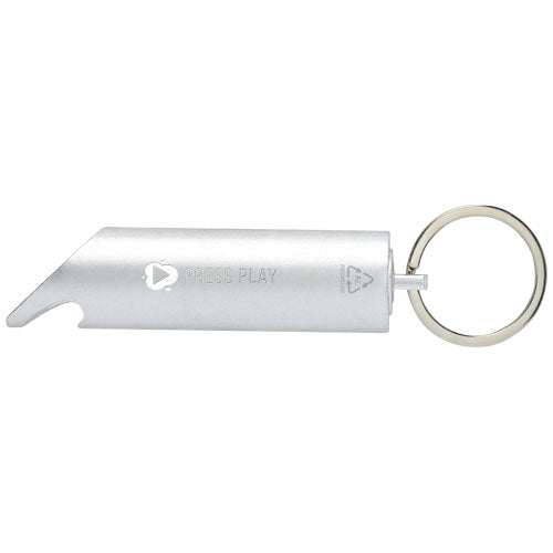 Flare RCS recycled aluminium IPX LED light and bottle opener with keychain - 104574