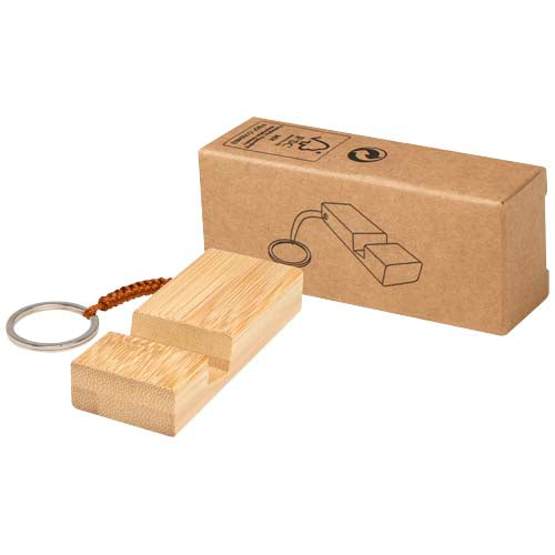 Bosona bamboo phone holder with keychain - 104606