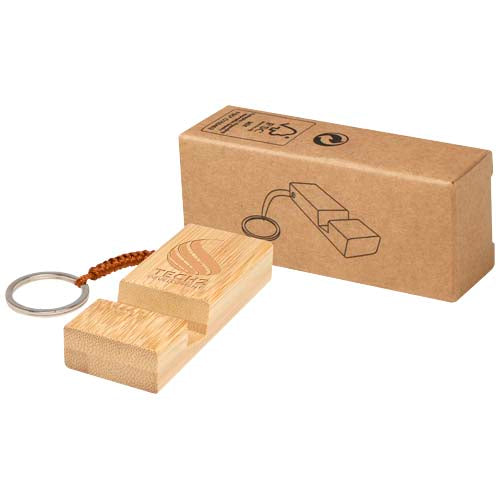 Bosona bamboo phone holder with keychain - 104606