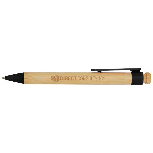 Rattan bamboo and recycled plastic ballpoint pen (black ink) - 106026