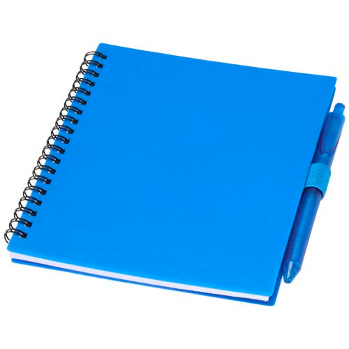 Niove recycled plastic soft cover notebook and ballpoint pen set (blue ink) - 106298