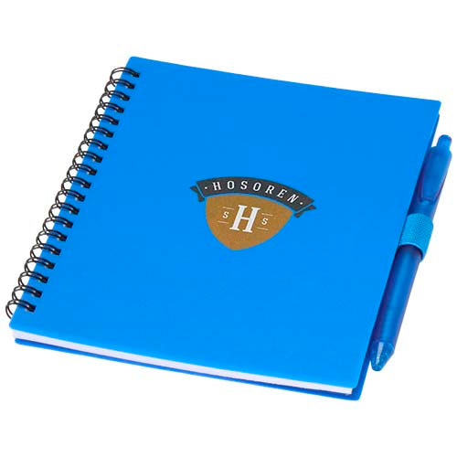 Niove recycled plastic soft cover notebook and ballpoint pen set (blue ink) - 106298