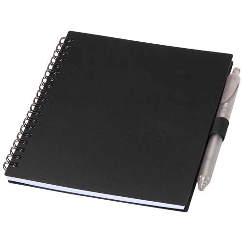 Niove recycled plastic soft cover notebook and ballpoint pen set (blue ink) - 106298