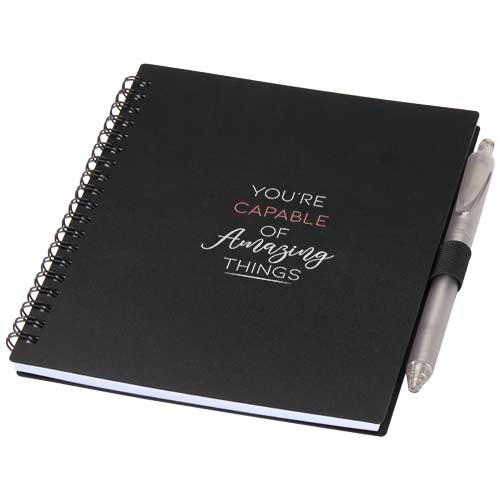 Niove recycled plastic soft cover notebook and ballpoint pen set (blue ink) - 106298
