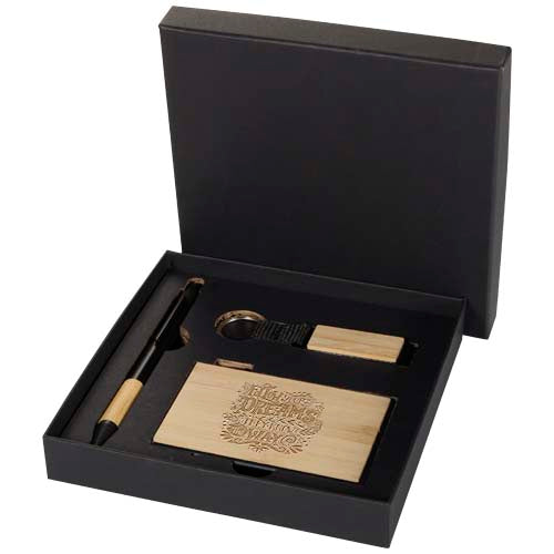 Minka RCS recycled aluminium ballpoint pen, keychain and RFID card holder gift set - 106337