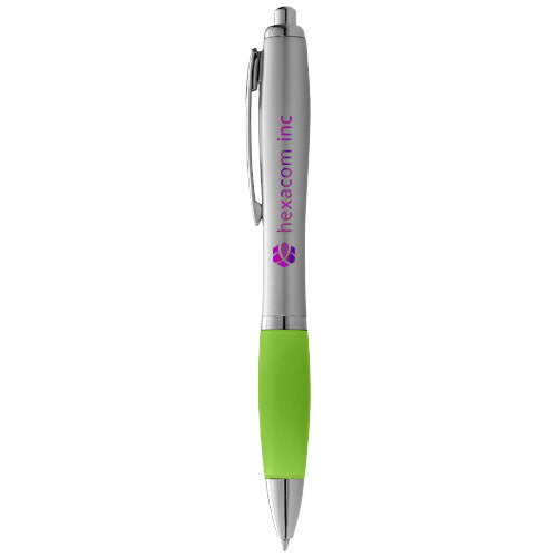 Nash ballpoint pen with silver barrel and coloured grip - 106355