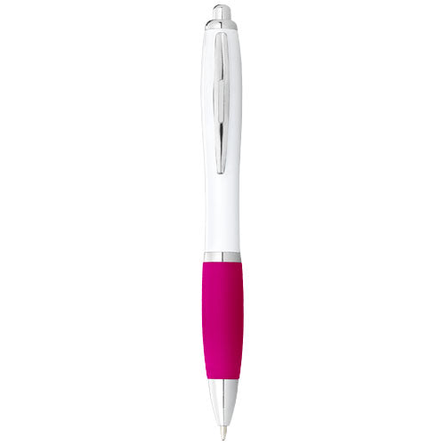 Nash ballpoint pen with white barrel and coloured grip (black ink) - 106371