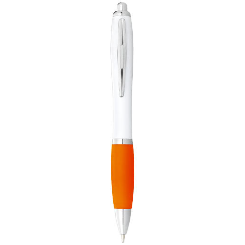 Nash ballpoint pen with white barrel and coloured grip (black ink) - 106371