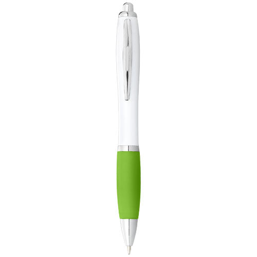 Nash ballpoint pen with white barrel and coloured grip (black ink) - 106371