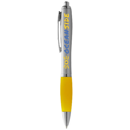 Nash ballpoint pen silver barrel and coloured grip - 107077