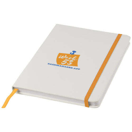 Spectrum A5 white notebook with coloured strap - 107135