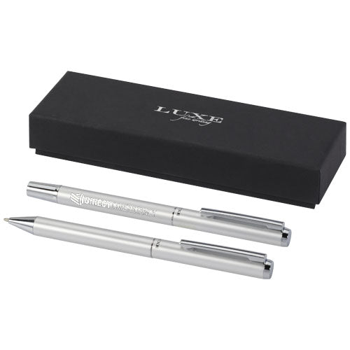 Lucetto recycled aluminium ballpoint and rollerball pen gift set (black ink) - 107838