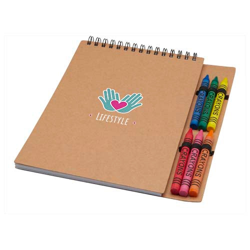 Doodle A5 spiral soft cover notebook and crayon set - 107967