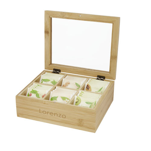 Ocre bamboo tea box - 113208